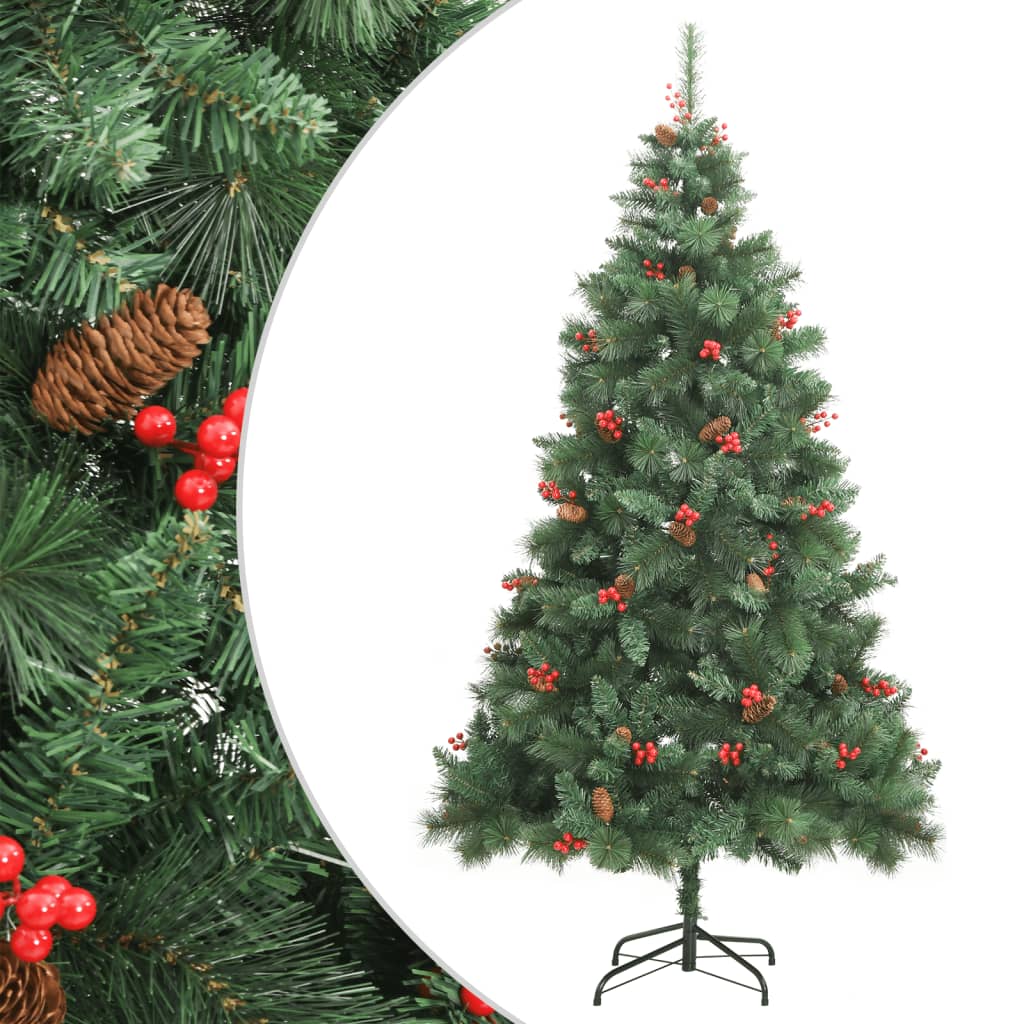 Vidaxl künstlicher Weihnachtsbaum mit Scharnieren, Tannenzapfen und Beeren, 240 cm