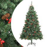 Vidaxl künstlicher Weihnachtsbaum mit Scharnieren, Tannenzapfen und Beeren, 240 cm