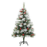 Vidaxl künstlicher Weihnachtsbaum mit Scharnieren, Tannenzapfen und Beeren, 150 cm