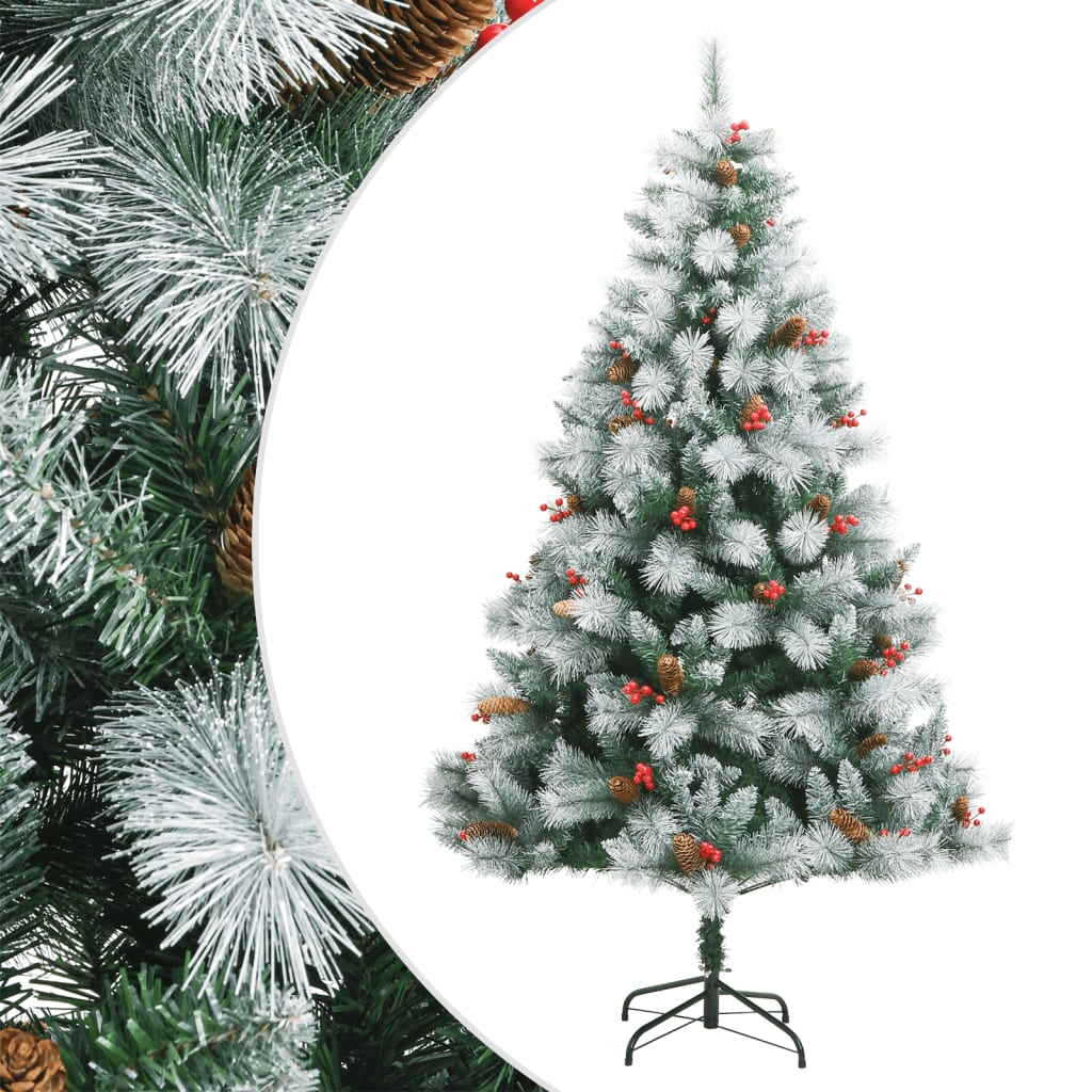 VidaXL Künstlicher Weihnachtsbaum mit Scharnieren, Tannenzapfen und Beeren, 180 cm