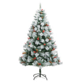 VidaXL Künstlicher Weihnachtsbaum mit Scharnieren, Tannenzapfen und Beeren, 180 cm