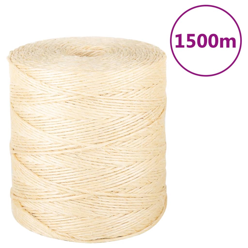 Vidaxl rep 2 mm 1500 m 100% sisal