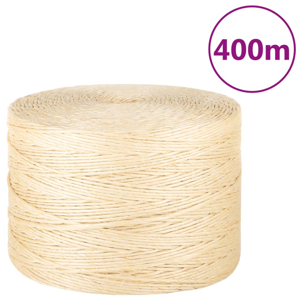 Vidaxl rep 3 mm 400 m 100% sisal