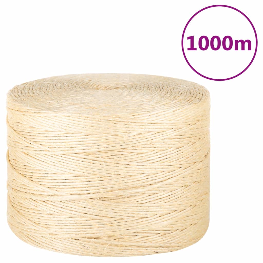 Vidaxl rep 3 mm 1000 m 100% sisal