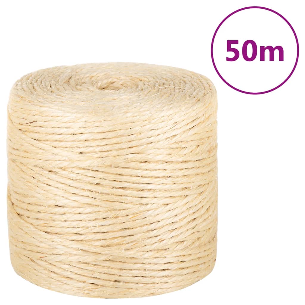 Vidaxl rep 4 mm 50 m 100% sisal