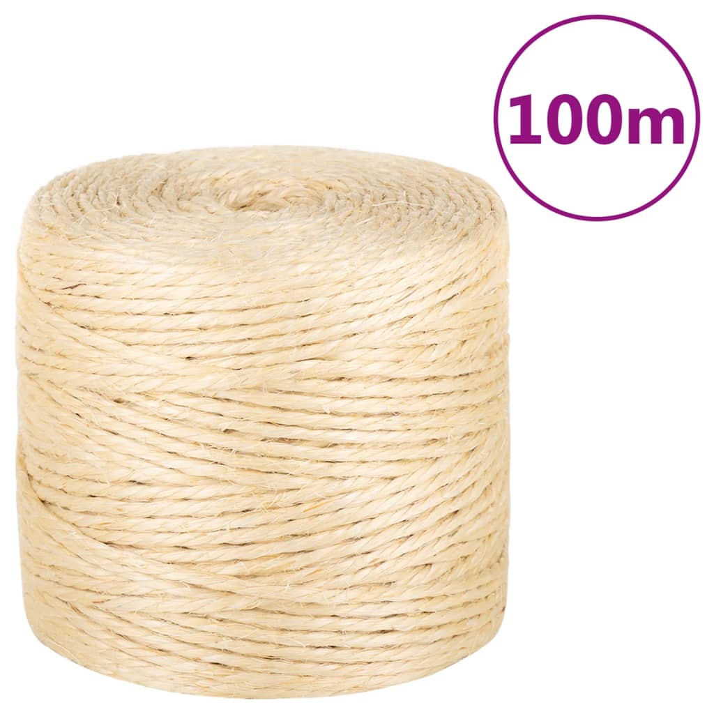 Vidaxl rep 4 mm 100 m 100% sisal