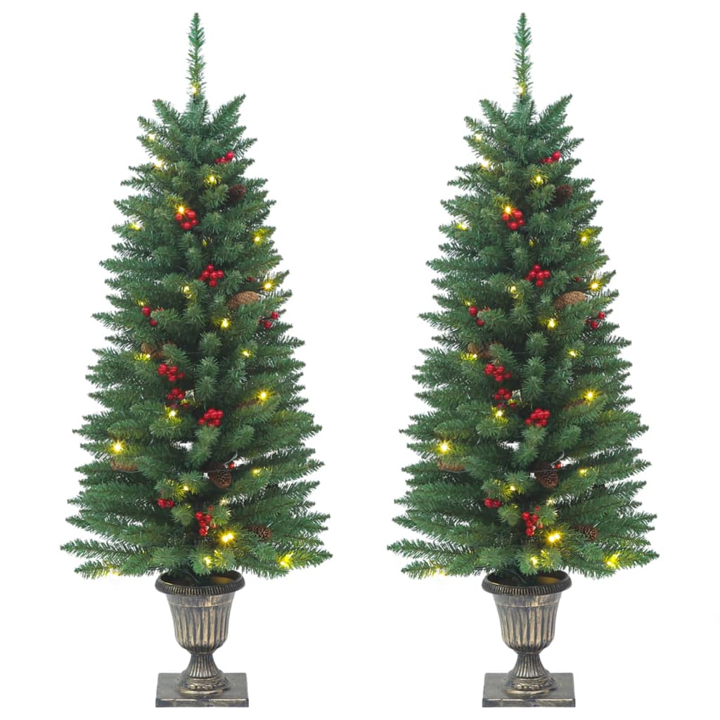 Vidaxl Künstliche Weihnachtsbäume 2 St 100 LEDs 120 cm Grün