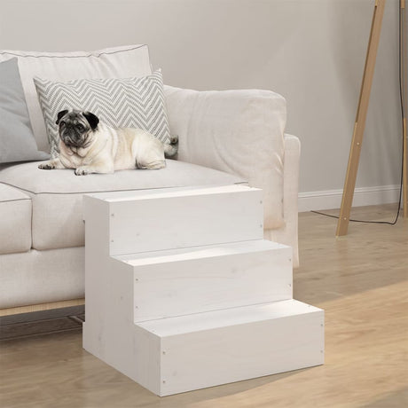 Vidaxx Haustiertreppe 40x37,5x35 cm massives Kiefernholz weiß