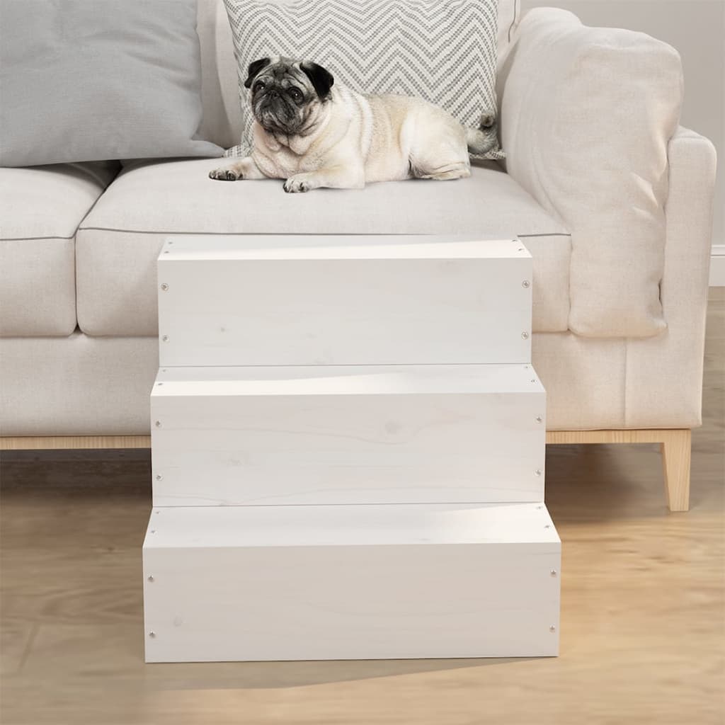 Vidaxl Pet Staircase 40x37.5x35 cm Solid furuhvit