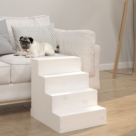 Vidaxx Haustiertreppe 40x49x47 cm massives Kiefernholz weiß