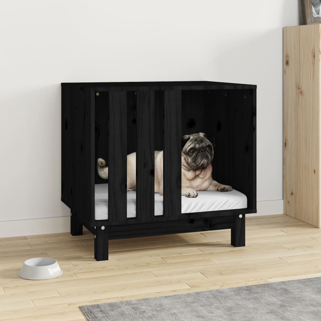 Vidaxl Dog Loft 60x45x57 cm Pino solido nero