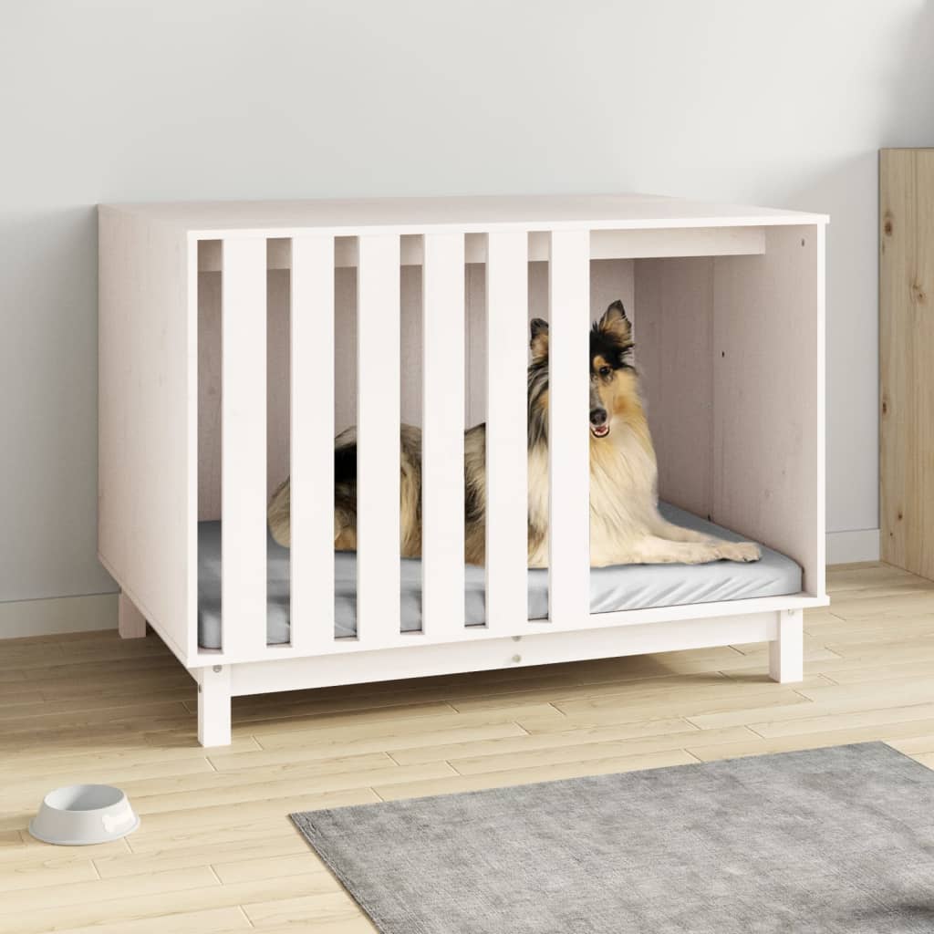 VidaXL Hundehütte 100x70x72 cm massives Kiefernholz weiß