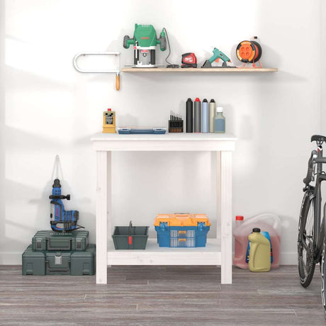 Vidaxx Werkbank 80x50x80 cm massives Kiefernholz weiß