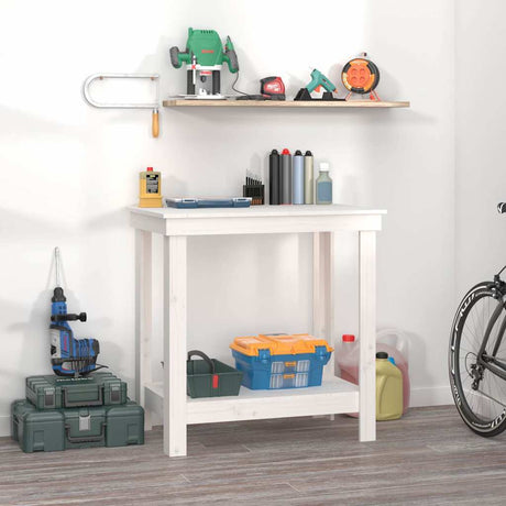 Vidaxx Werkbank 80x50x80 cm massives Kiefernholz weiß