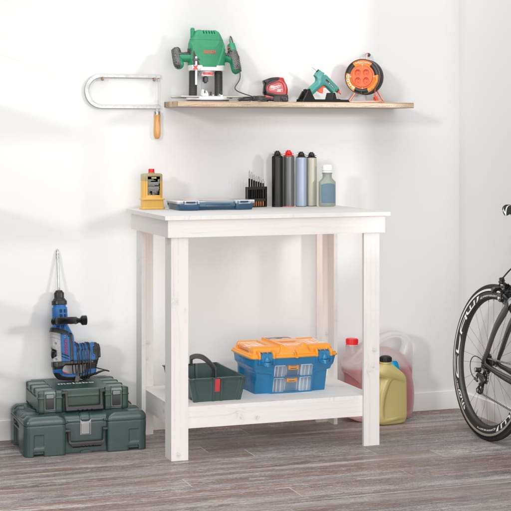 Vidaxx Werkbank 80x50x80 cm massives Kiefernholz weiß