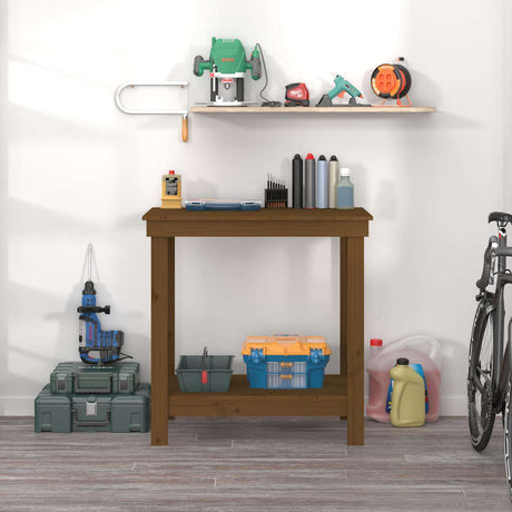 Vidaxx Werkbank 80x50x80 cm massives Kiefernholz honigbraun