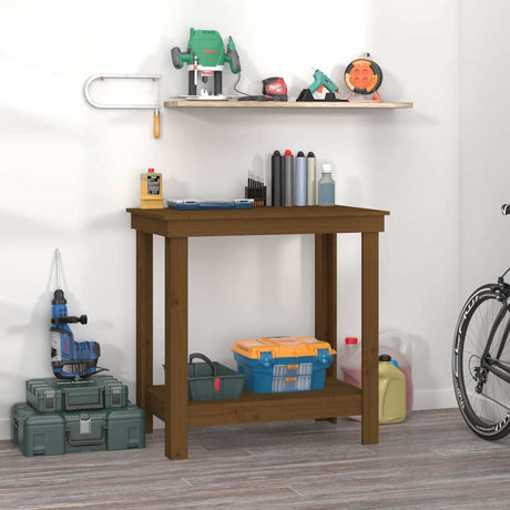 Vidaxx Werkbank 80x50x80 cm massives Kiefernholz honigbraun