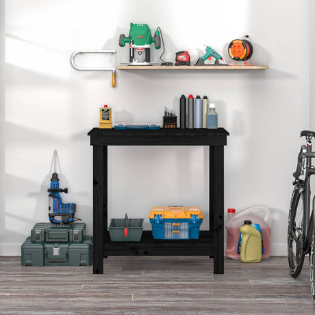Vidaxx Werkbank 80x50x80 cm massives Kiefernholz schwarz