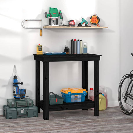 Vidaxx Werkbank 80x50x80 cm massives Kiefernholz schwarz