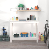 Vidaxl Workbench 110x50x80 cm Festkiefer weiß