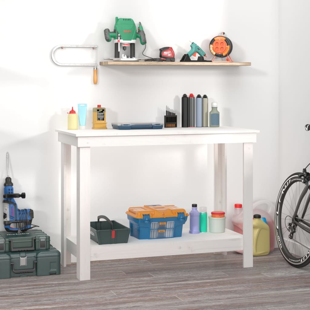 Vidaxl Workbench 110x50x80 cm Solid Pine White