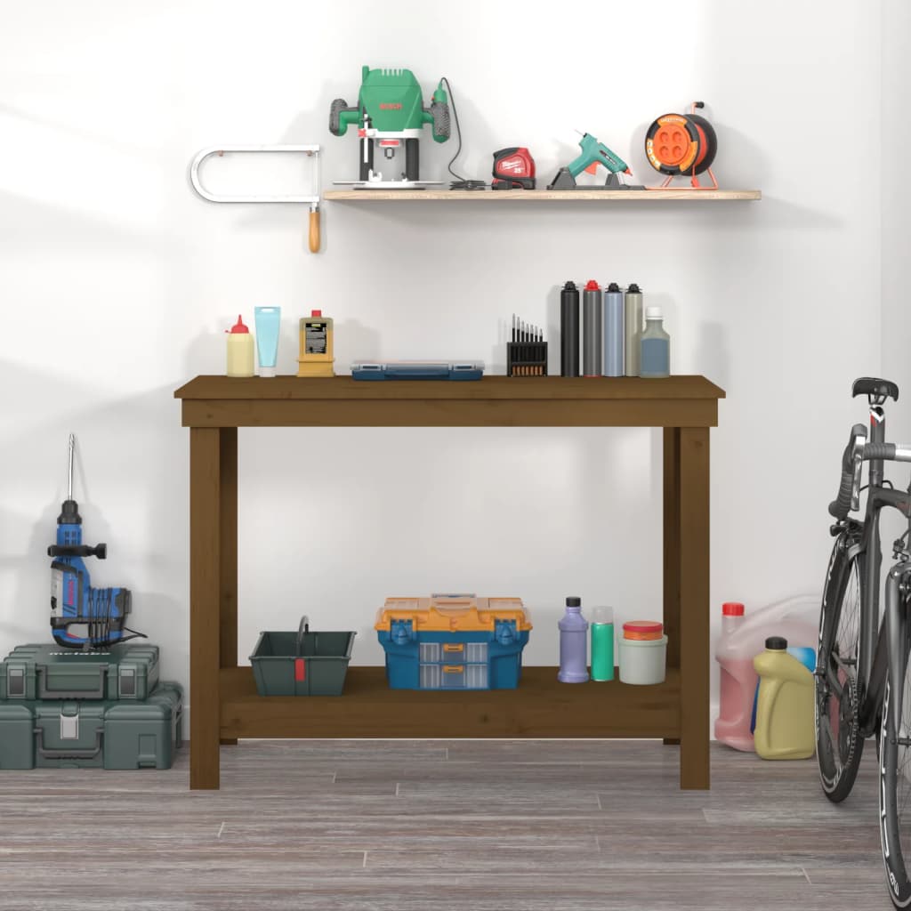 Vidaxl Workbench 110x50x80 cm Solid Pine Honey Brown