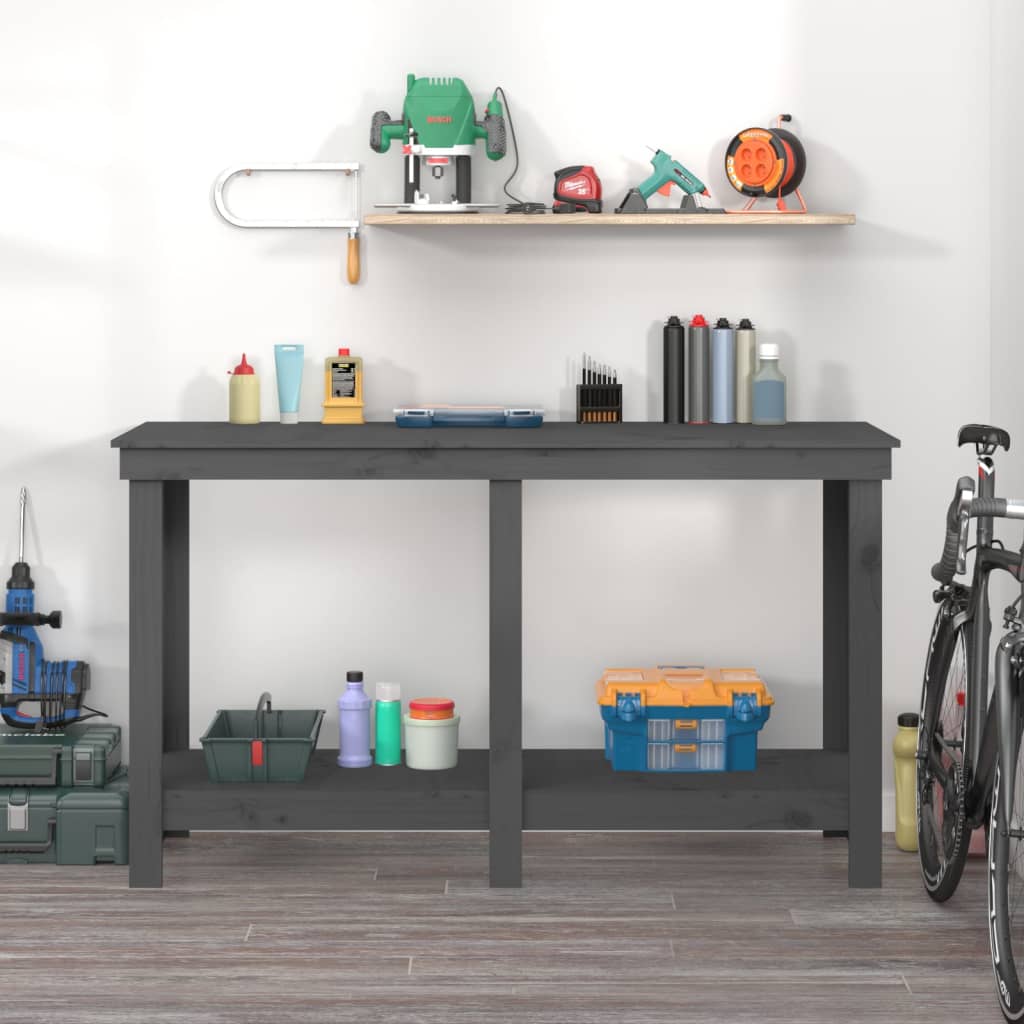 Vidaxl Workbench 140x50x80 cm Solid pine Gray