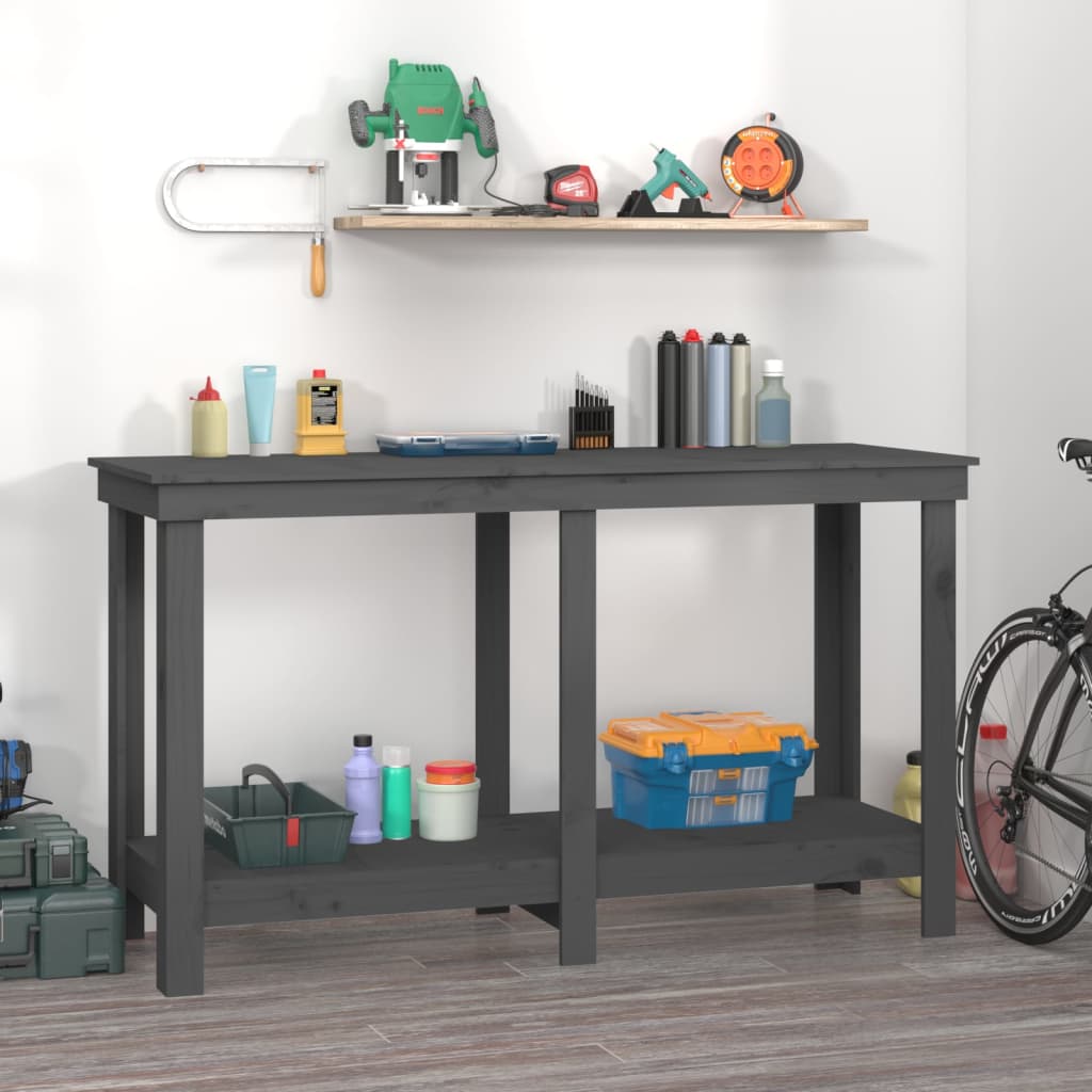 Vidaxx Werkbank 140x50x80 cm massives Kiefernholz grau
