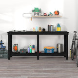 Vidaxl Workbench 180x50x80 cm Festkiefer schwarz