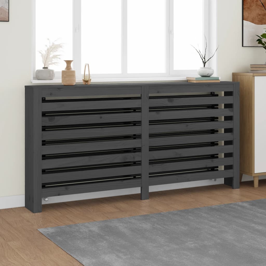 Vidaxx Heizkörperverkleidung 169x19x84 cm massives Kiefernholz grau