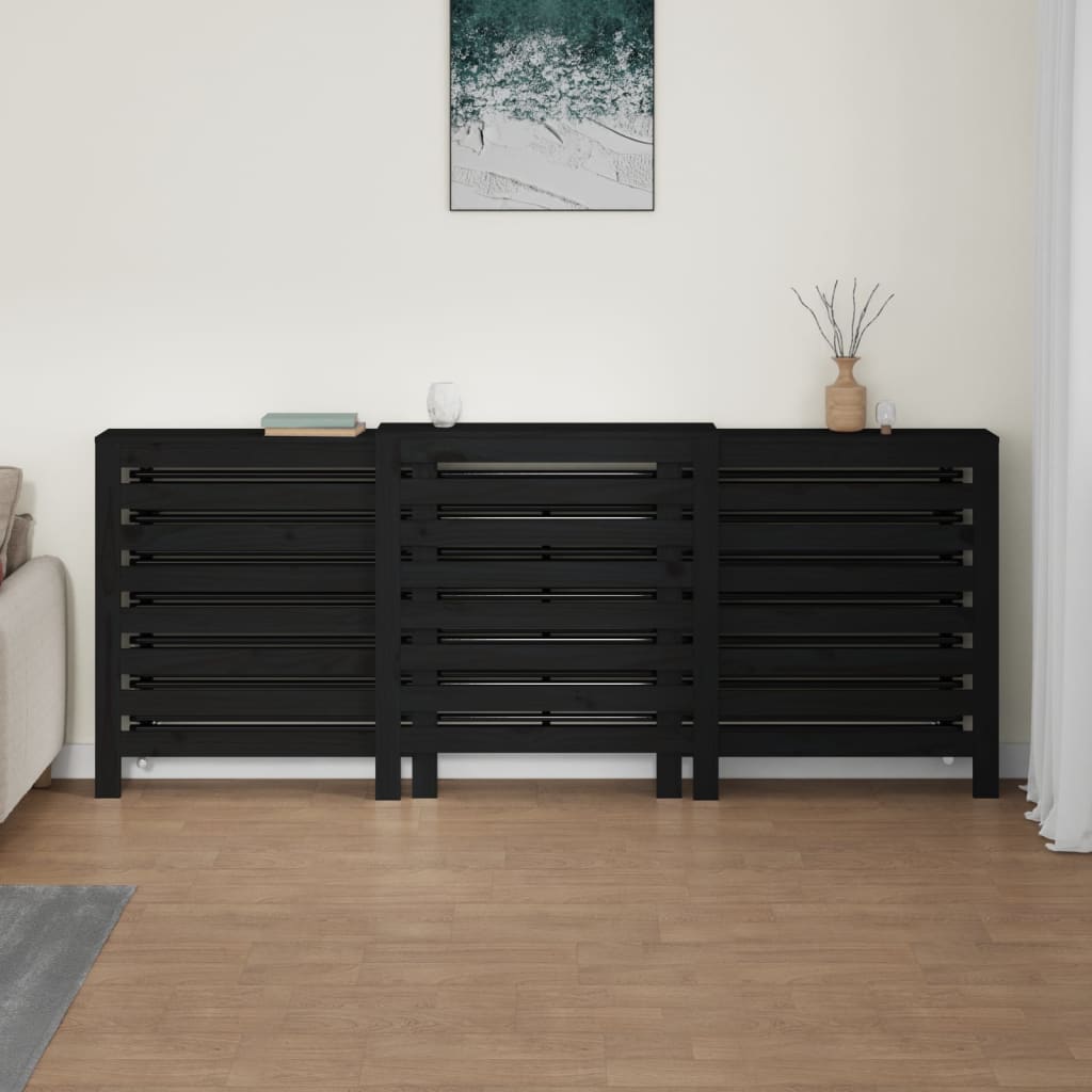 Vidaxl Radiatorom Construction 210x21x85 cm Pinna solido nero