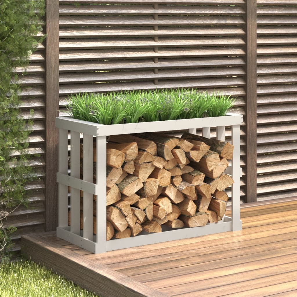 Vidaxx Holzscheithalter 108x52x74 cm massives Kiefernholz weiß