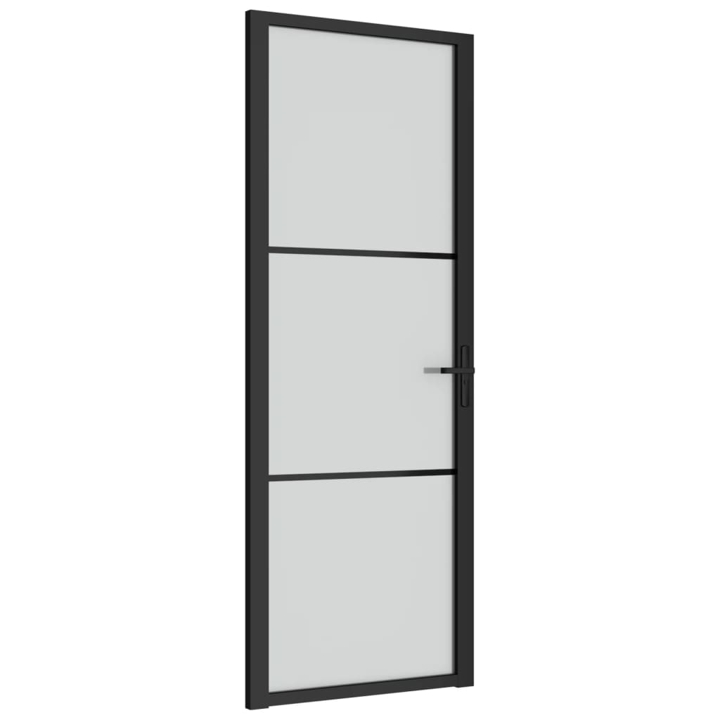 Vidaxl Puerta interior 76x201.5 cm de vidrio mate y negro de aluminio