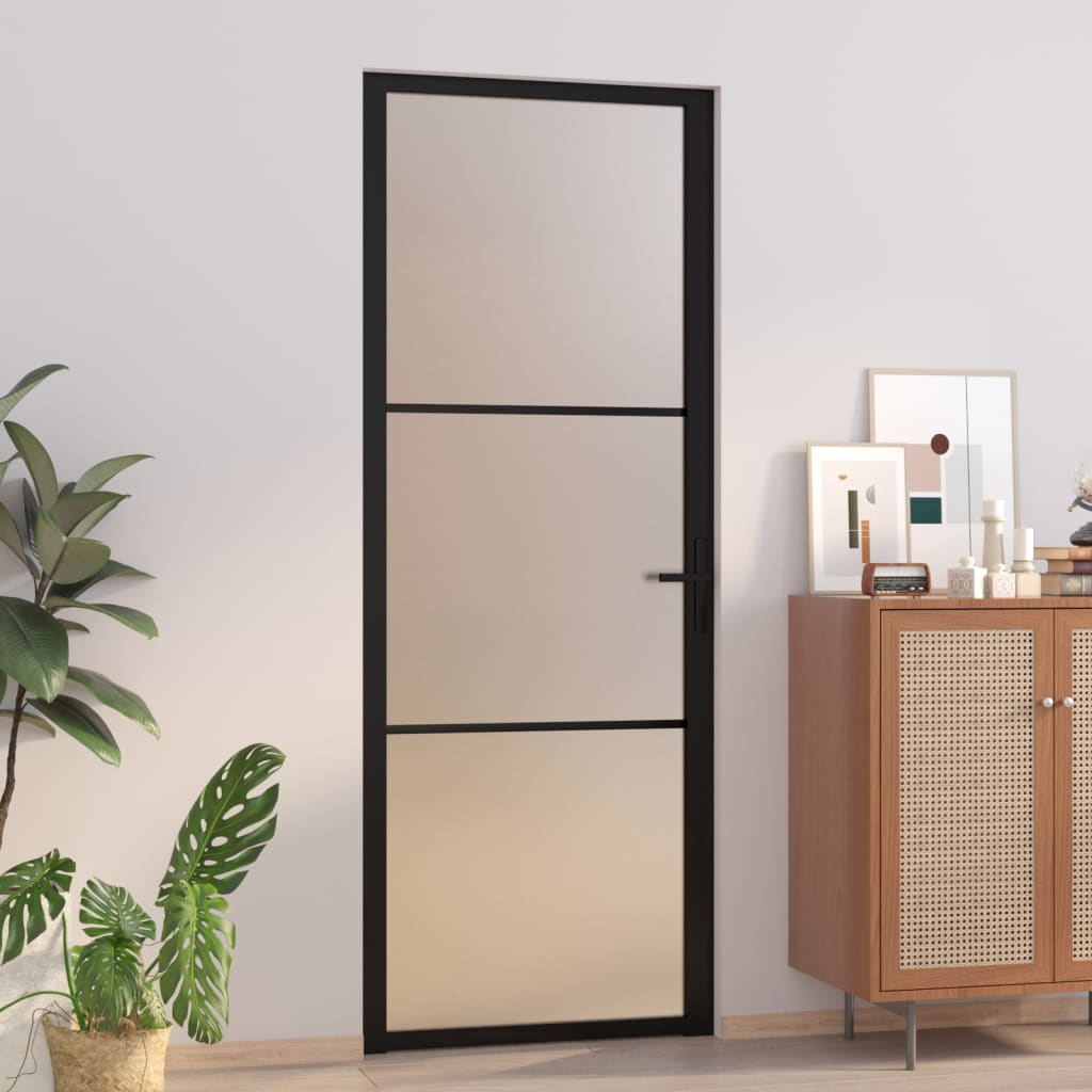 Vidaxl Porte intérieure 76x201,5 cm Verre Matt et aluminium noir