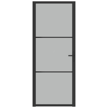 VIDAXL Innenür 83x201,5 cm Mattglas und Aluminiumschwarz