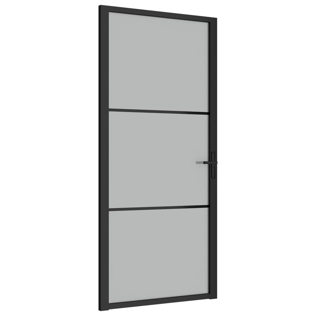 Vidaxl Innenür 93x201,5 cm Mattglas und Aluminiumschwarz