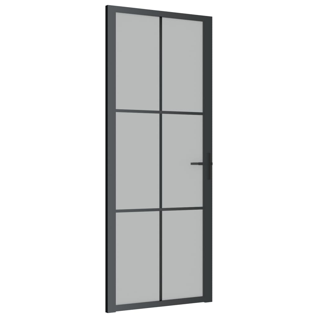 VIDAXL Innenür 83x201,5 cm Mattglas und Aluminiumschwarz