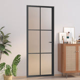 Vidaxl Porte intérieure 83x201,5 cm en verre Matt et en aluminium noir