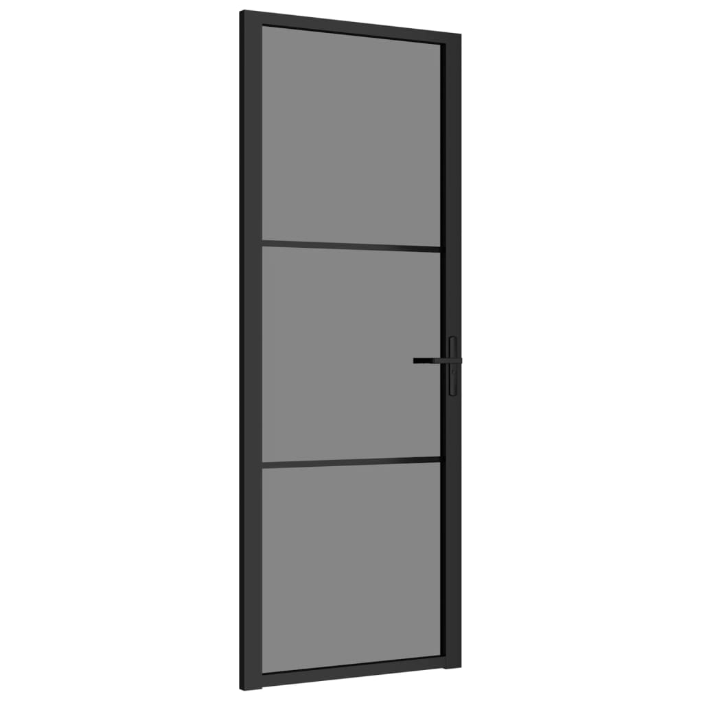 Vidaxl Puerta interior 76x201.5 cm de vidrio ESG y aluminio negro