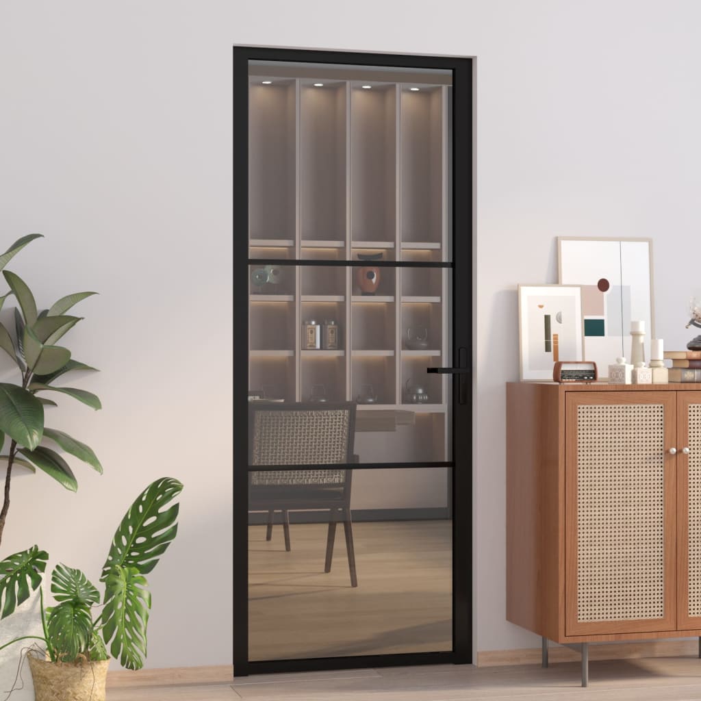 Vidaxl Porta interna 83x201,5 cm ESG Glass e nero in alluminio