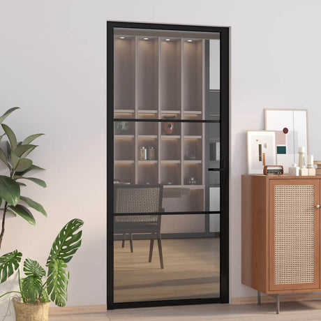 Vidaxx Innentür 93x201,5 cm ESG-Glas und Aluminium schwarz