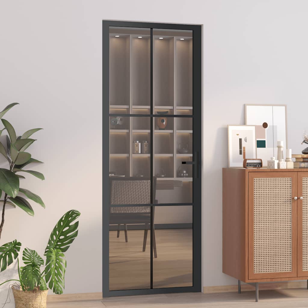 Vidaxx Innentür 76x201,5 cm ESG-Glas und Aluminium schwarz