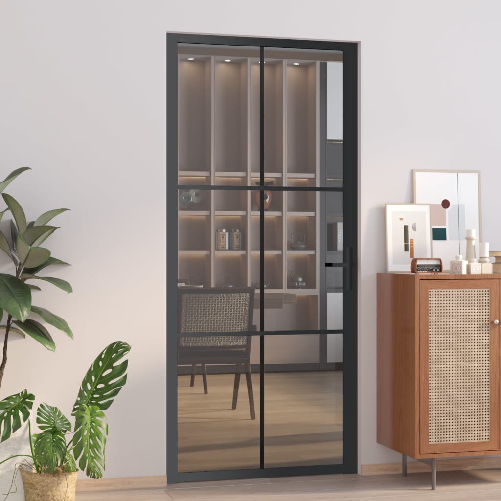 Vidaxl inner door 93x201.5 cm ESG glass and aluminum black