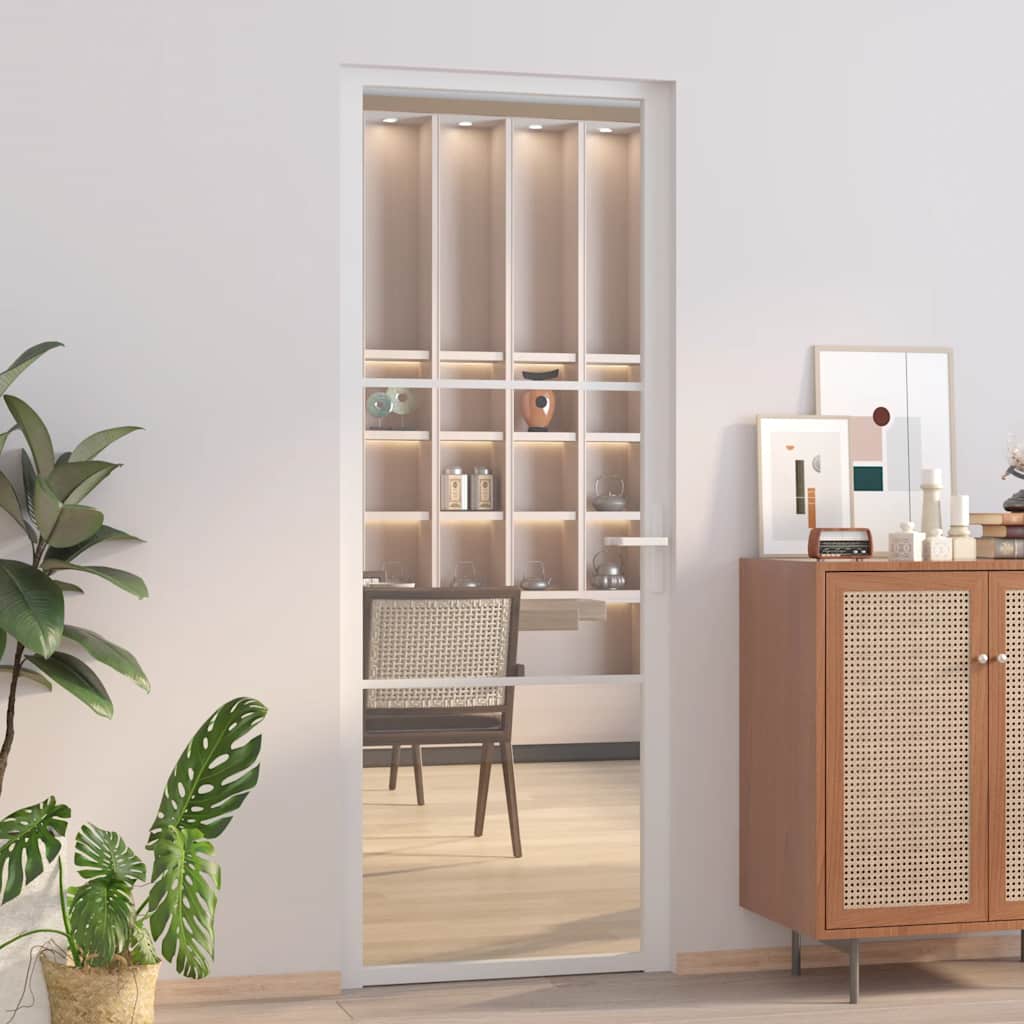 Vidaxx Innentür 76x201,5 cm ESG-Glas und Aluminium weiß