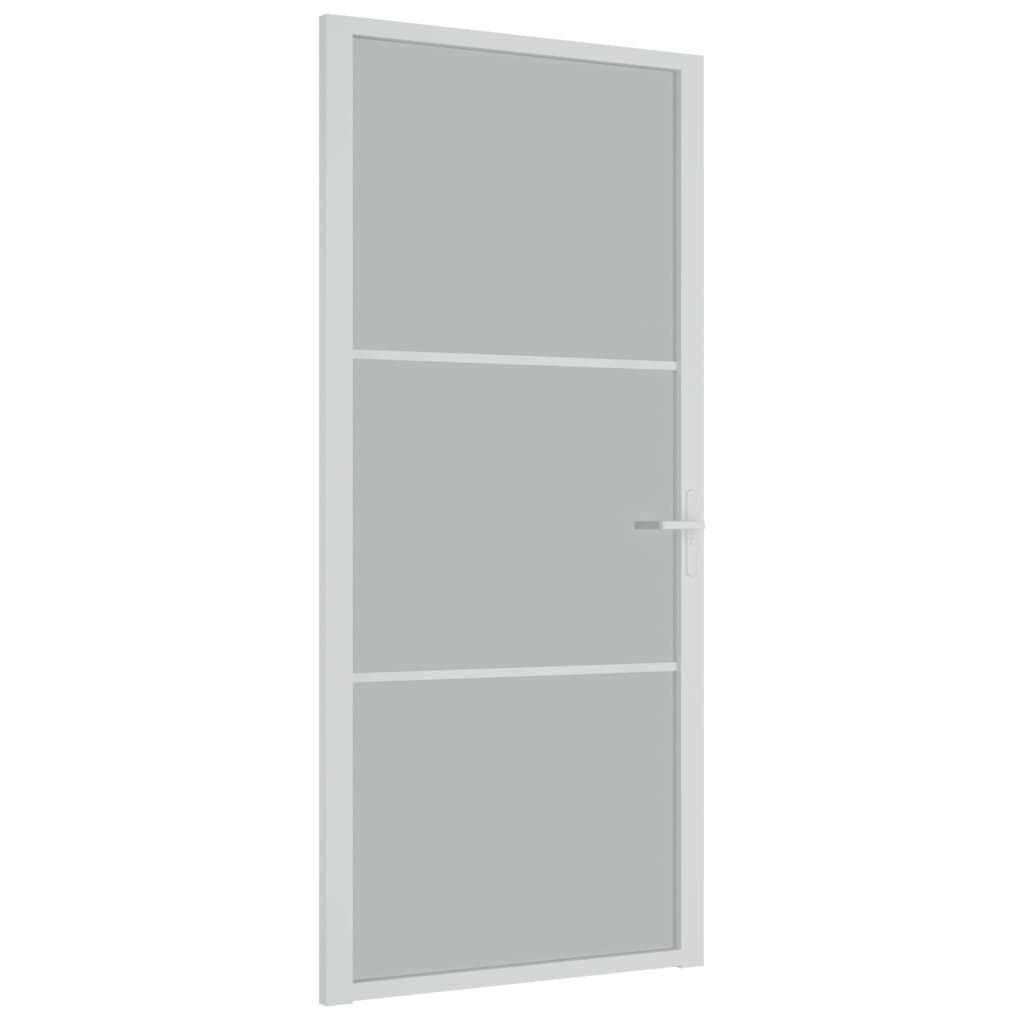 Vidaxl Porte intérieure 93x201.5 cm Verre Matt et aluminium blanc