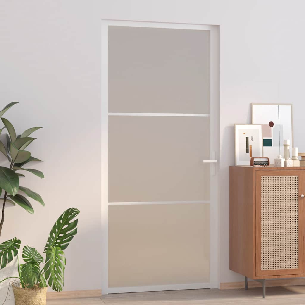 Vidaxx Innentür 93x201,5 cm Milchglas und Aluminium weiß
