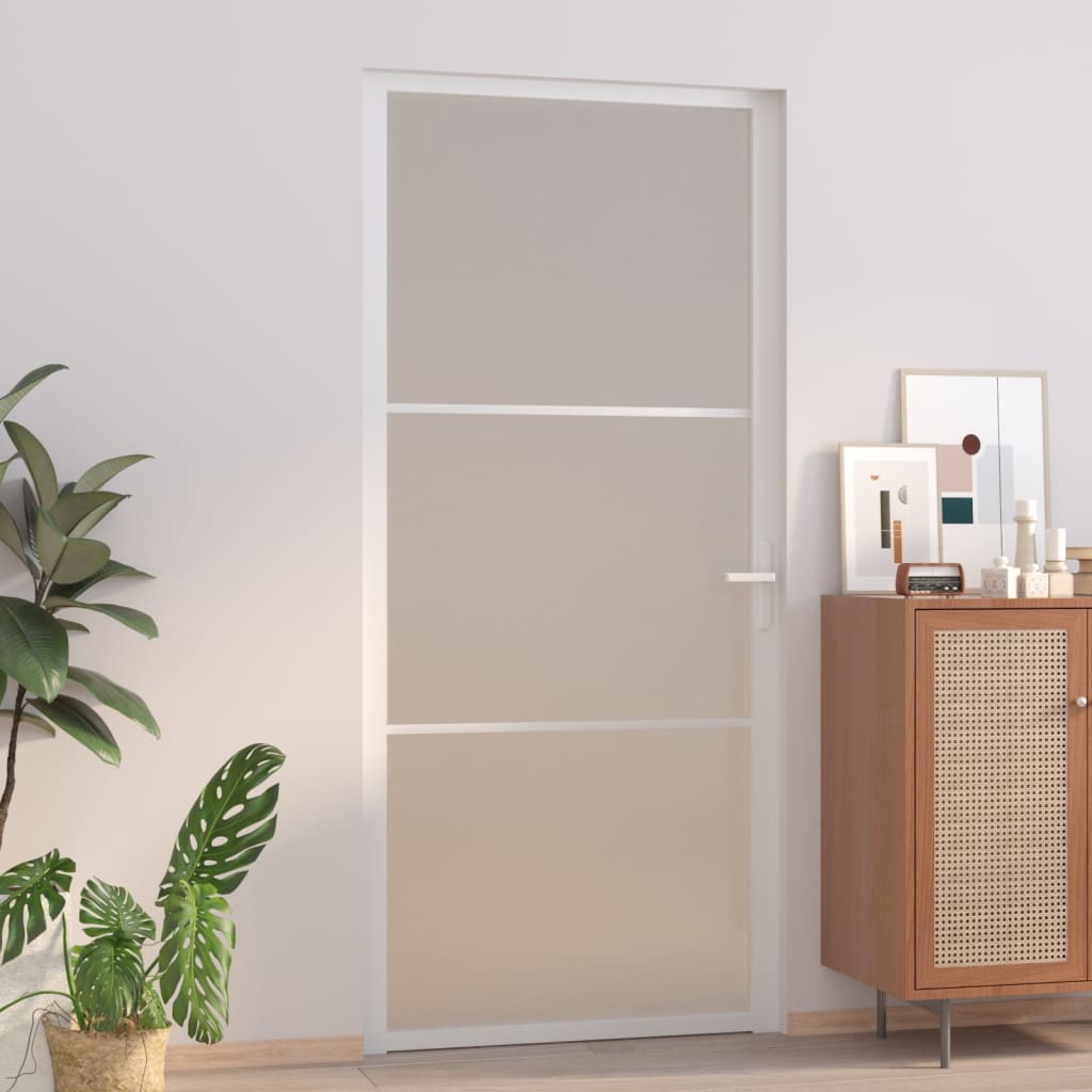 Vidaxl Innenür 93x201,5 cm Mattglas und Aluminium weiß