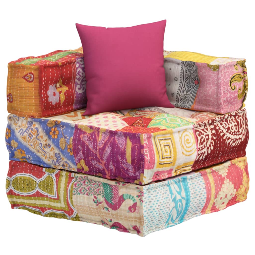 Vidaxl Pouf Modular med pude patchwork stof