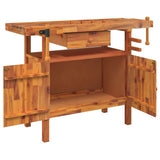 Vidaxxl Werkbank mit Schublade und Schraubstöcken 124x52x83 cm Akazienholz