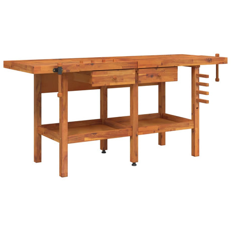 Vidaxx Werkbank mit Schubladen und Schraubstöcken 192x62x83 cm Akazienholz